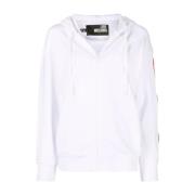 Witte Katoenen Gebreide Jas Sweater Hoodie Love Moschino , White , Dam...