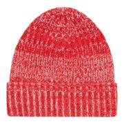 Kasjmier Geribbelde Gebreide Beanie Muts Malo , Red , Heren