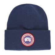 Blauwe Wollen Beanie Muts Ribpatroon Canada Goose , Blue , Heren