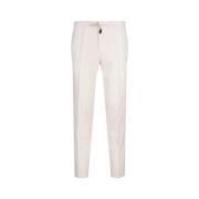 Witte Tapered Wollen Broek met Ribbels Hugo Boss , White , Heren