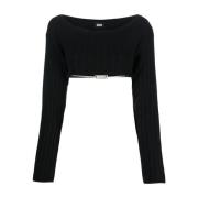 Zwarte Bling Crop Sweater Gcds , Black , Dames