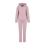 Hooded Sweat Suit in effen kleur Emporio Armani EA7 , Pink , Dames