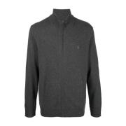 Grijze Wol Volledige Rits Sweater Polo Ralph Lauren , Gray , Heren