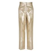 Gouden zijden broek met riemlussen Brunello Cucinelli , Yellow , Dames