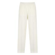 Elegante Ivoorwol Broek met Details Fabiana Filippi , Beige , Dames