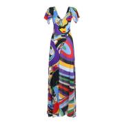 Elegante Rode Lange Jurk Emilio Pucci , Multicolor , Dames