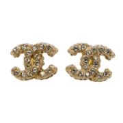 Pre-owned Metal earrings Chanel Vintage , Yellow , Dames