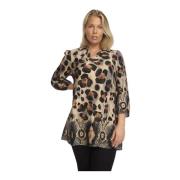 Luipaardprint Tuniek Top 2-Biz , Brown , Dames