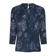 Blauwe Grazia Blouse 3/4 Mouwen IN Front , Blue , Dames