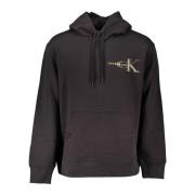 Zwarte hoodie met centrale zak en print Calvin Klein , Black , Heren