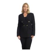 Zwarte Blazer met Gouden Knopen 2-Biz , Black , Dames