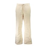 Beige Broek met Wijde Pijpen en Logo Guess , Beige , Dames