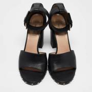 Pre-owned Leather sandals Valentino Vintage , Black , Dames