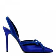 Blauwe Satijnen Velvet Strik Slingback Pump Tom Ford , Blue , Dames