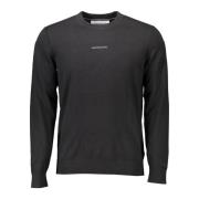 Zwart lang mouw geborduurd logo shirt Calvin Klein , Black , Heren