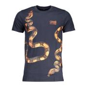 Blauw T-shirt met korte mouwen en logo Cavalli Class , Blue , Heren