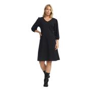 Elegante Zwarte Jurk met V-Hals 2-Biz , Black , Dames