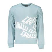 Blauwe Sweater met Lange Mouwen en Print Cavalli Class , Blue , Heren