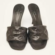 Pre-owned Leather sandals Louis Vuitton Vintage , Black , Dames