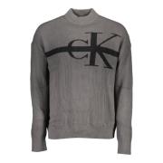 Grijze Herentrui met Hoge Hals Calvin Klein , Gray , Heren