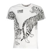 Korte Mouw Heren Wit Tee Logo Print Cavalli Class , White , Heren