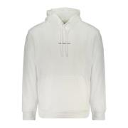 Hoodie Wit Lange Mouw Logo Print Calvin Klein , White , Heren