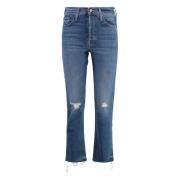 Cropped Skinny Jeans met Metalen Details Mother , Blue , Dames