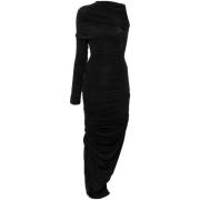 Zwarte Asymmetrisch Ontwerp Jurk Mugler , Black , Dames