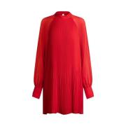 Geplooide Jurk met Doorschijnende Mouwen Hugo Boss , Red , Dames