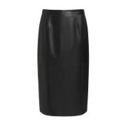 Elegante leren kokerrok Marina Rinaldi , Black , Dames