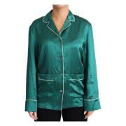 Luxe zijden lounge shirt in groen Dolce & Gabbana , Green , Dames