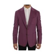 Luxe Paarse Kasjmier Zijde Blazer Dolce & Gabbana , Purple , Heren