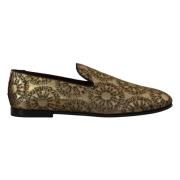 Luxe Gouden Loafers Slides Schoenen Dolce & Gabbana , Yellow , Heren