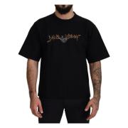 Zwart katoenen mix ronde hals t-shirt Dolce & Gabbana , Black , Heren