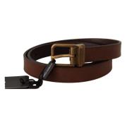 Bruin Leren Rustieke Gesp Riem Dolce & Gabbana , Brown , Heren