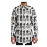 Wit Katoenen Casual Shirt Ananas Print Dolce & Gabbana , White , Heren