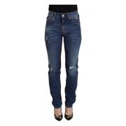 Geruite Achterzak Denim Broek Dolce & Gabbana , Blue , Dames