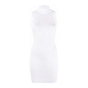 Witte Gebreide Jurk met Monogramdetail Balmain , White , Dames