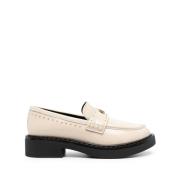 Studded Leren Loafers Twinset , Beige , Dames