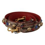 Luxe Python Leren Schouderband Dolce & Gabbana , Brown , Dames