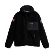 Logo Patch Fleece Jas Napapijri , Black , Heren