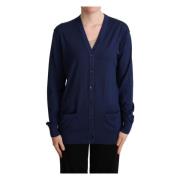 Blauwe Wollen Vest Elegante Stijl Dolce & Gabbana , Blue , Dames