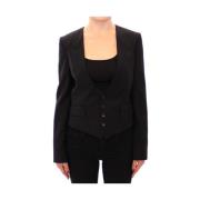 Zwarte zijden blazer met rugdoek Dolce & Gabbana , Black , Dames