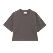 Zware Katoenen T-Shirt met Geborduurd Logo Autry , Gray , Dames