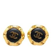 Pre-owned Metal earrings Chanel Vintage , Black , Dames