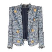 Geknipte tweed jasje met rand-tot-rand en 8 knopen Balmain , Blue , Da...