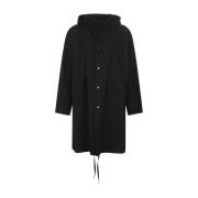 Zwarte Hooded Parka Jas Jil Sander , Black , Dames