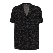 Pyjama shirt met all-over label print Balmain , Black , Heren