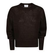 Mohair Wol Crewneck Gebreide Trui MVP wardrobe , Brown , Dames