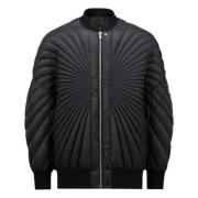 Zwarte Ribgebreide Jassen Ritssluiting Moncler , Black , Dames